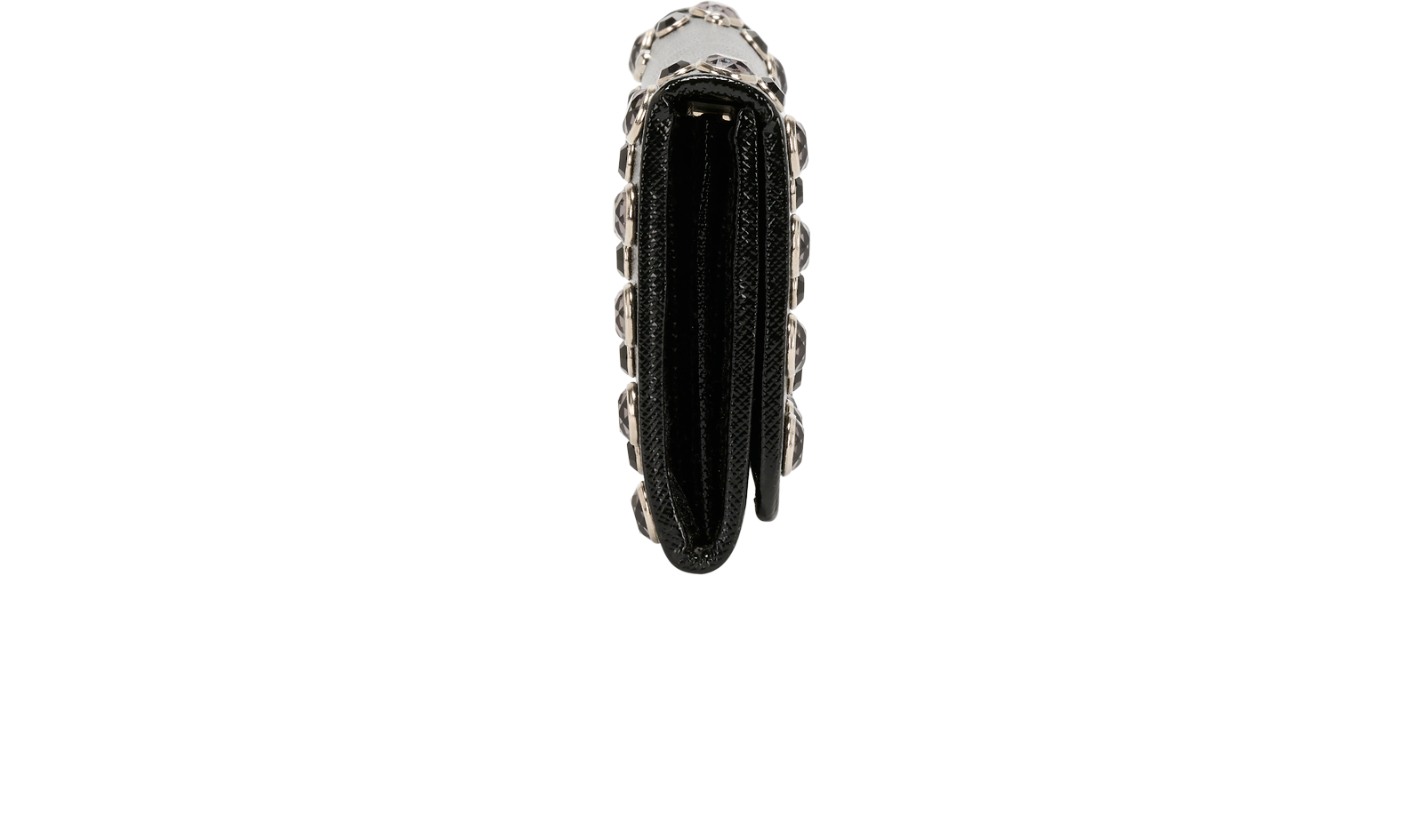 Prada Crystal Embellished Wallet, &pound;170, Accessories, Black, Leather, Side view